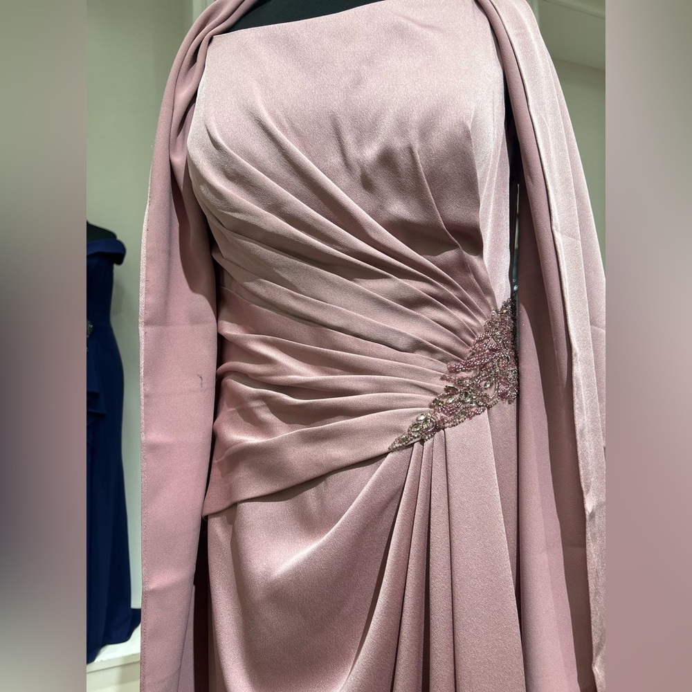219676 Cap Sleeve Ruched Sheath Mother's Gown by Cameron Blake - Picture 3 of 3